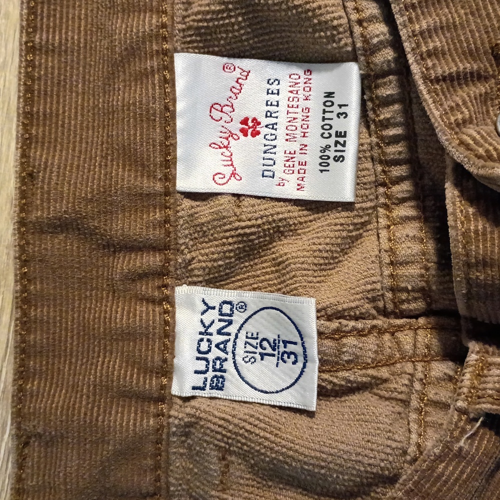 Lucky Brand Sweet 'N Low Khaki Tan Flare  Courdory Pants Size 12/31 Vintage - Picture 8 of 9